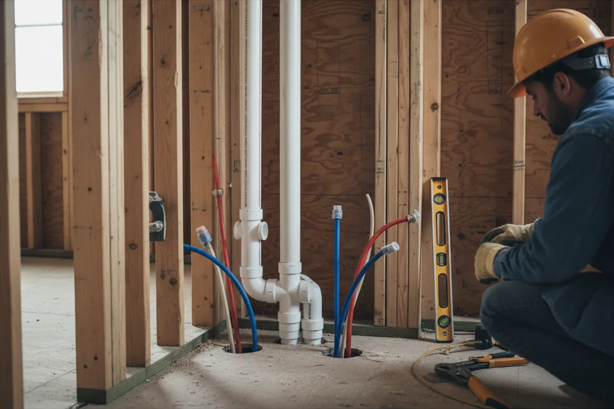 Drain and supply rough-in during Drain Cleaning in Refton
